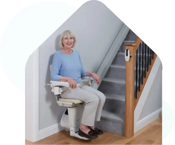 Woman sitting in a straight starlift at home